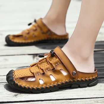 

Men's Close Toe Beach Slide Slippers Comfort Soft Sole Indoor Outdoor Sandals Slip on Shoes Plus Large Size 46