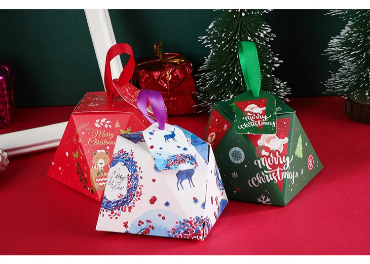Новая коробка для конфет, рождественские подарочные коробки, рождественские украшения для дома, подарочные пакеты с лентой, упаковка, бумажный пакет, вечерние принадлежности