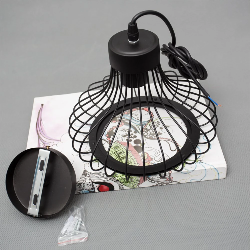 Retrô de Metal com Pingente Vintage de Teto com Gaiola para Bar Sala de Jantar Sala de Estar Base de 220v Luminária Lâmpada Cozinha Quarto E27 - 3 teto Retro com Gaiola, usado em Bar,