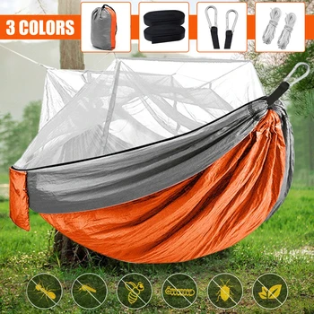 

3 Colors 1-2 Person Portable Camping Hammock Outdoor Mosquito Bug Net Strength Parachute Hanging Bed Hunting Sleeping Swing