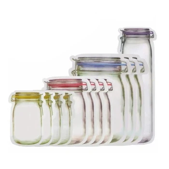 

12pcs Airtight Reusable Snack Bags Food Saving Pouches Mixed Size Storage Bags Water Proof Zip Lock Bags