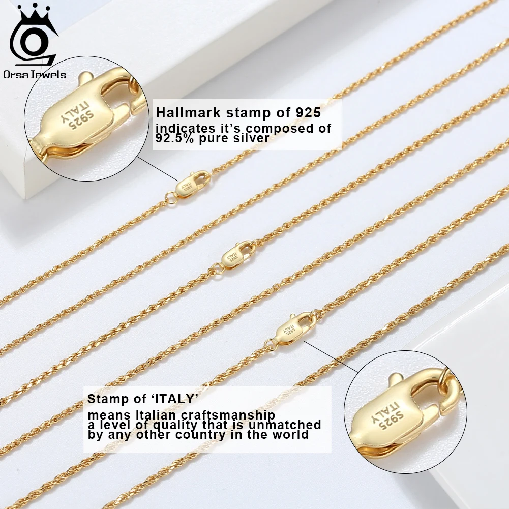 22K Gold Plated Sterling Silver Necklace - 925 Italian Sterling Silver Chain  - Light Flat Cable - Long Necklace - All Sizes.