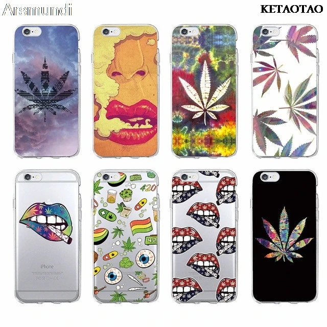 KETAOTAO Fashion Art High Weed Tumblr Design Phone Cases for iPhone 6 5S 6 6S 7 8 Plus X Case Crystal Clear Soft TPU Cover Cases
