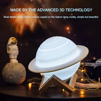 

Exquisite 16 Colors Remote 3D Printing Lights Rechargeable Printing Lights Saturn Lamp Lunar Lights Planet Decoration