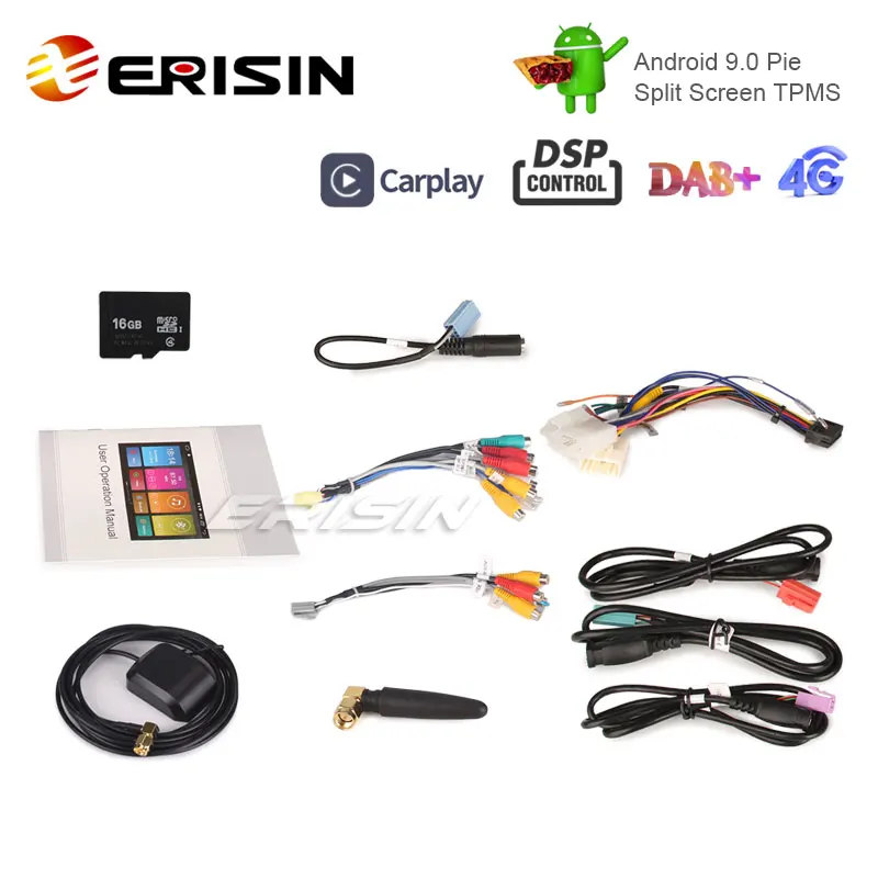 Erisin ES3024R " Android 9,0 автомобильный стерео DVD gps Sat OBD2 4G WiFi DSP CarPlay для TOYOTA RAV4