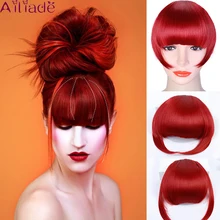 AILIADE красный короткий передний тупой челка клип короткая челка волосы для наращивания прямые синтетические натуральные поддельные волосы