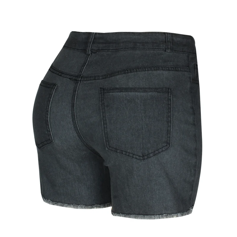 Модные женские туфли летние высокая талия джинсовые шорты Для женщин короткий Femme пуш-ап узкие Джинсовые шорты - Цвет: Серый