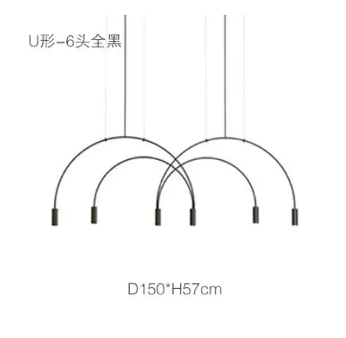 6 Lights black Дизайн, светодиодный подвесной светильник для ресторана, золотой/черный металлический бар, Подвесная лампа для гостиной, светодиодный светильник, минималистичное освещение в лофте - Цвет корпуса: 6 Lights black