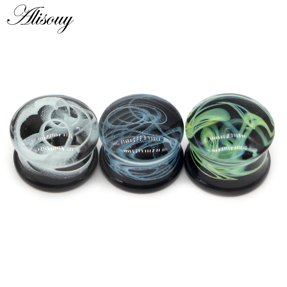 

Alisouy 2pcs Glass Ear Plugs and Tunnels Ear Piercings Gauges Helix Piercing Ear Stretcher Plugs Orelha Body Piercing Jewelry