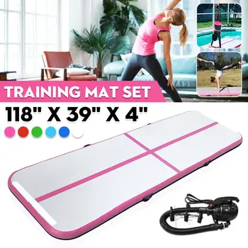 

118" x 39" x 4" Inflatable Gymnastics Mat Pad Folding Air Track Tumbling Floor Mat for Adult Kid Taekwondo, Training Home use