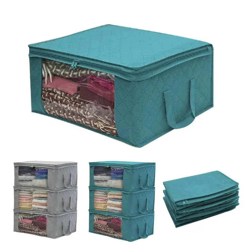 

Foldable Large Non-woven Clothes Quilt Blanket Zipper Storage Bag Organizer Boxes