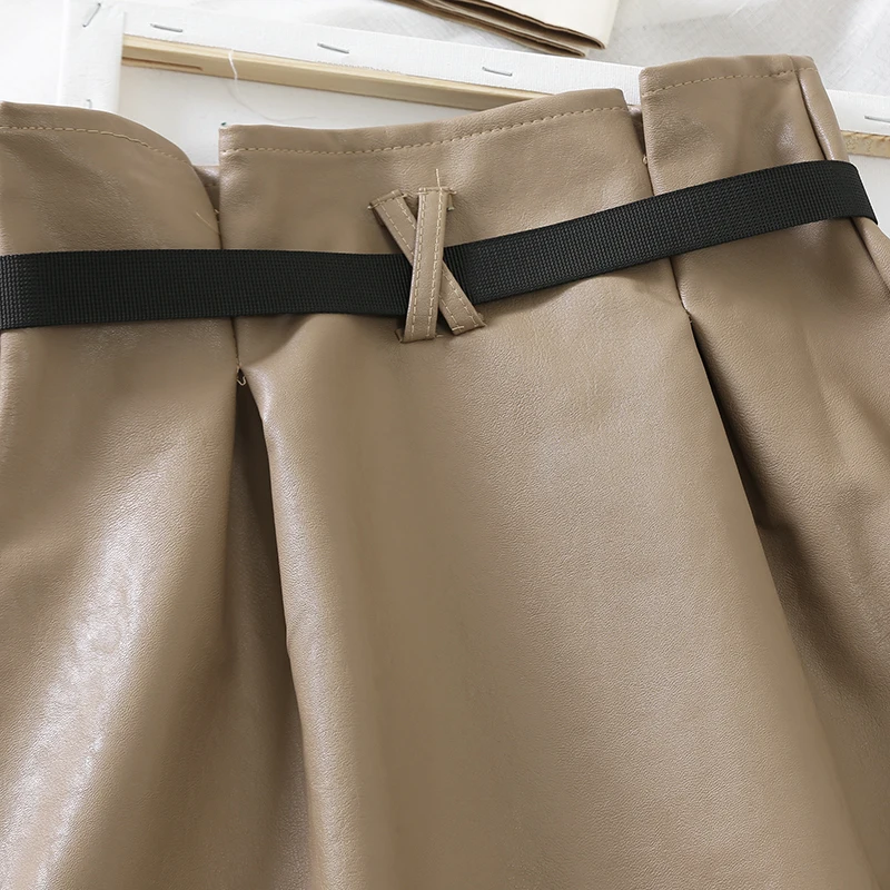YuooMuoo Ins/ модная Осенняя Кожаная Мини-юбка с поясом и большими карманами, дизайнерская женская юбка в стиле Харадзюку, женская короткая юбка-Карго