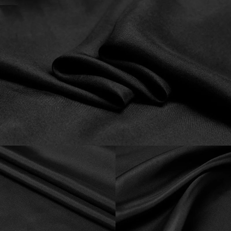 Натуральный шелк ткань habutai для шелковой подкладки шелк эпонж Habotai использовать шарф 8 momme - Цвет: black