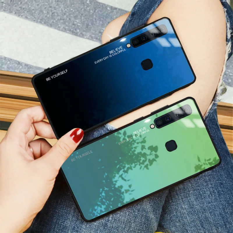Gradient Back screen protector for samsung A6 A6plus 2018 case tempered Glass on A10 A20 A30 A40 A50 A60 A70 A8 A9 A8star |
