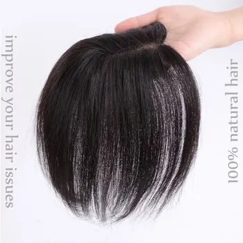 Hair Topper Clip ons Natural real hair Black Brown Middle part Hair piece wigs toupees for women half wig Hair extensions 1