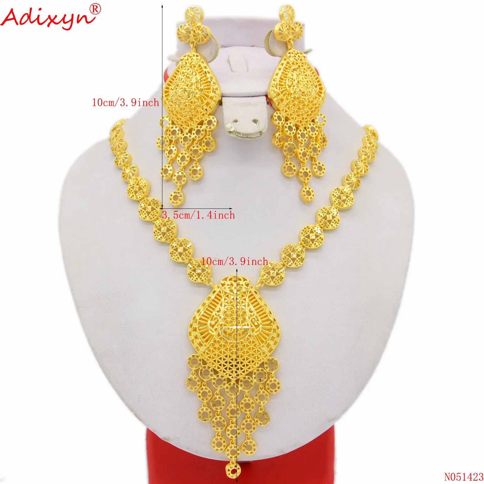 Adixyn Fine Jewelry Collares Necklace Earrings Jewelry set 24k Gold Color African Jewelry for Women Ornament Wedding Gifts