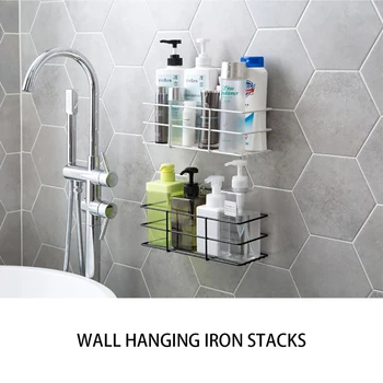 

Kitchen Bathroom Shelf Sucker Wall Mounted Space Aluminum Storage Shelf Single Layer Nails No Punch Hook