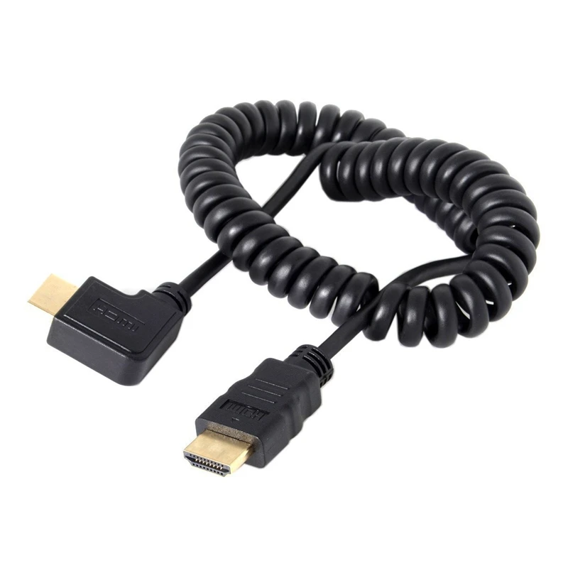 90 градусов прямоугольный HDMI к HDMI растягивающийся пружинный кабель для HDTV DVB DVD PC 1,2 м