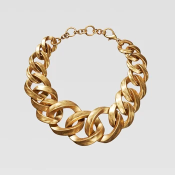 

ZA Trendy Punk Gold Metal Necklaces For Women Geometric Exaggeration Party Link Chain Chokers Necklace Statement Jewelry