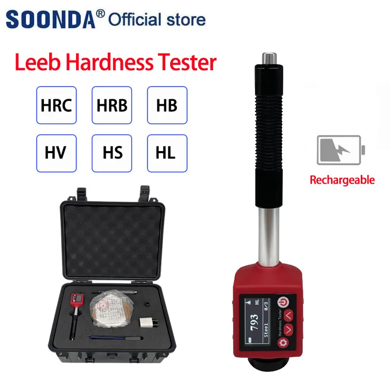 

Rechargeable Pen style Leeb hardness tester Metal Hardometer for Stainless Steel Iron Brass Alloy With Calibration Block and Box