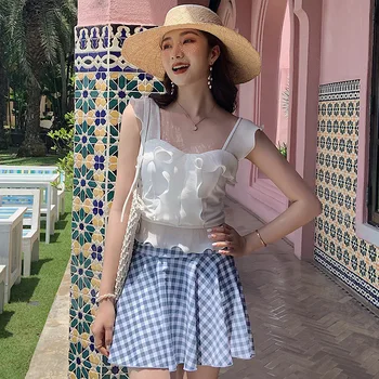 

Swimsuit Girl Swimwear Separate Swim Wear Bathing Suit Teenage Swimsuits For Women 2020 New Ins Cute Split Skirt Solid Polyester