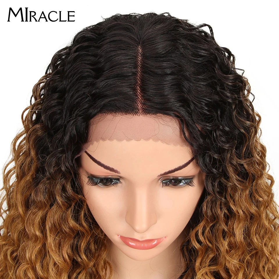 Чудо волосы синтетический парик фронта шнурка Омбре волосы длинные волнистые волосы 28 дюймов блонд парики для черных женщин синтетический парик фронта шнурка