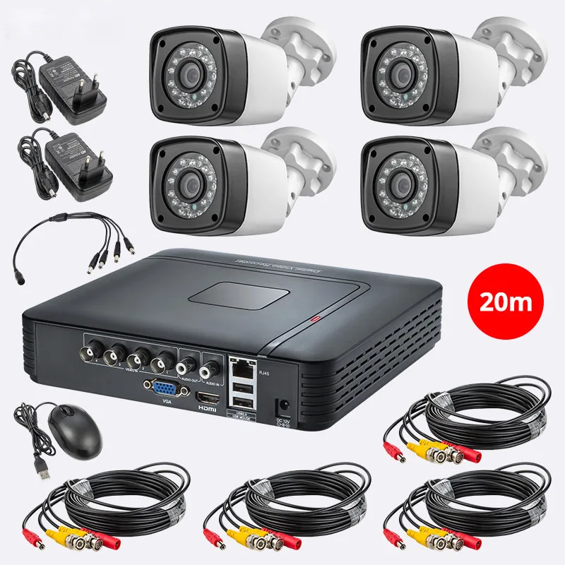 FUERS 4CH 8CH 5в1 AHD DVR система видеонаблюдения 4.0MP 1520 P Водонепроницаемая камера видео система скрытого наблюдения HDMI с 1 ТБ 2 ТБ HDD DIY Набор - Цвет: 4CH DVR 4 Camera