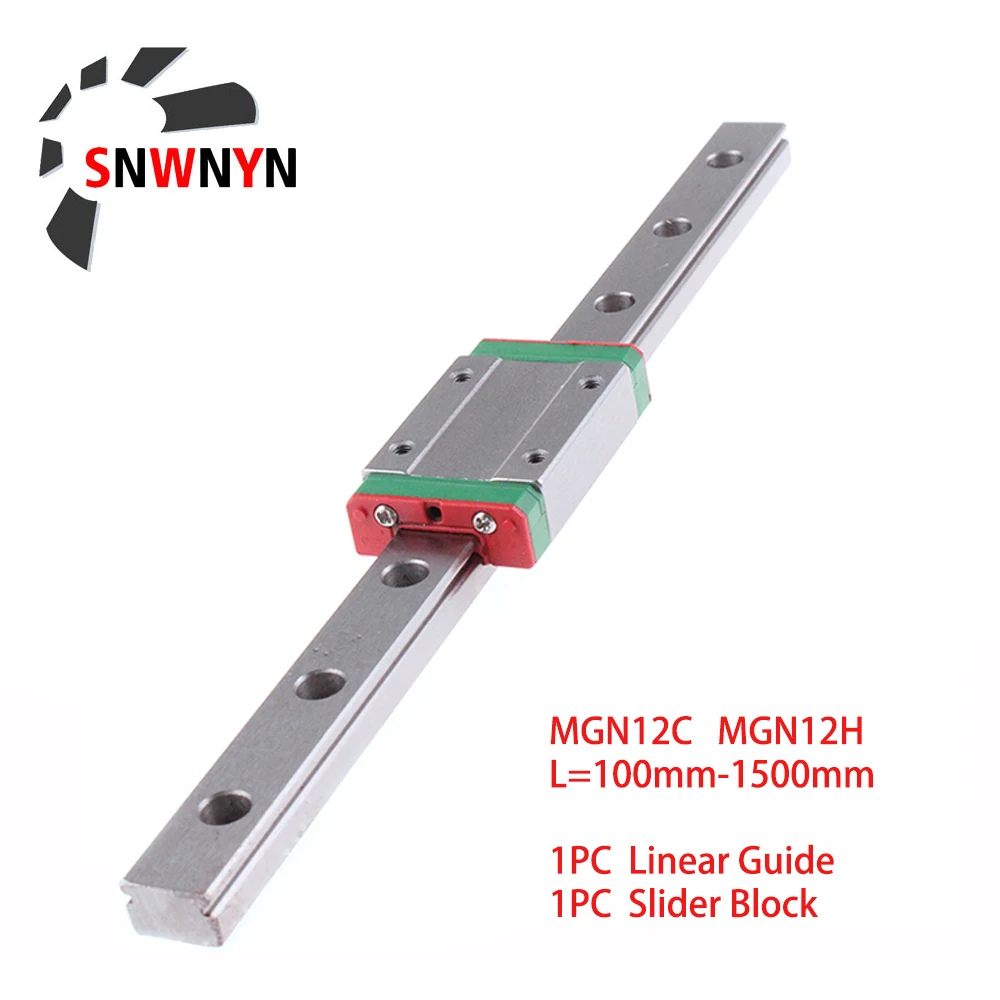 MGN12 200 400 450 500 800 900 1000 1500mm Miniature Linear Rail Slide 1pc MGN Guide+MGN12H/C Carriage for CNC Workbench Parts