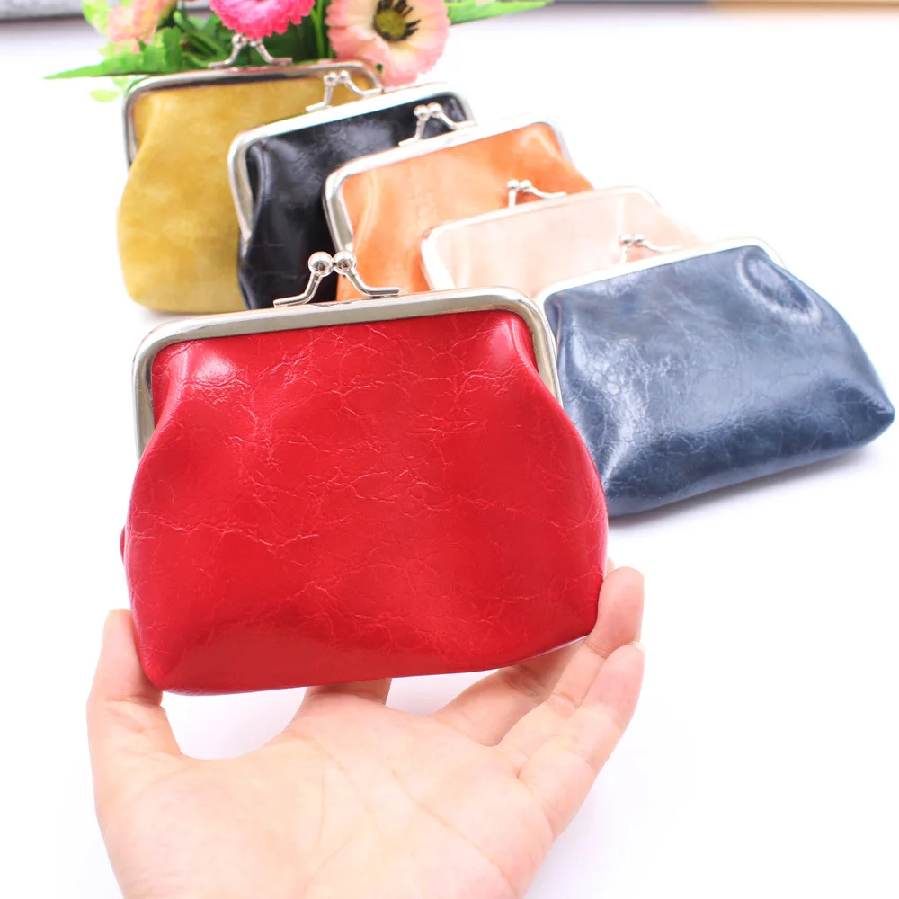 Leather Women Coin Purse Lady Mini Wallet Vintage Design Oil Wax Card Holder Female Lipstick Storage Coin Purse coin purse,women wallet,card wallet,coin wallet