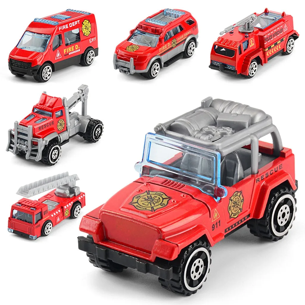 Car Toys For Boys Plastic Interactive Car Toys For Children Mini Inertia Alloy Car Model Toy Fire Truck Boy Model Car Toy Y109