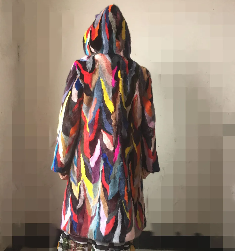color Натуральная норковая шуба, Длинная Женская норковая шуба, верхняя одежда, большие размеры - Цвет: color