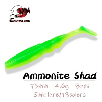 

ESFISHING Fishing Soft Lure Ammonite Shad 75mm 4.6g 8pcs Carp Fishing Tackle Pesca Trolls Lures Winter Fishing ChinaKESFISHING