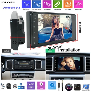 

2.5D 2Din Car Radio Explosion-proof Screen Android 9.1 Bluetooth Navigation Multimedia Player For Toyota2002-2012 GPS Display