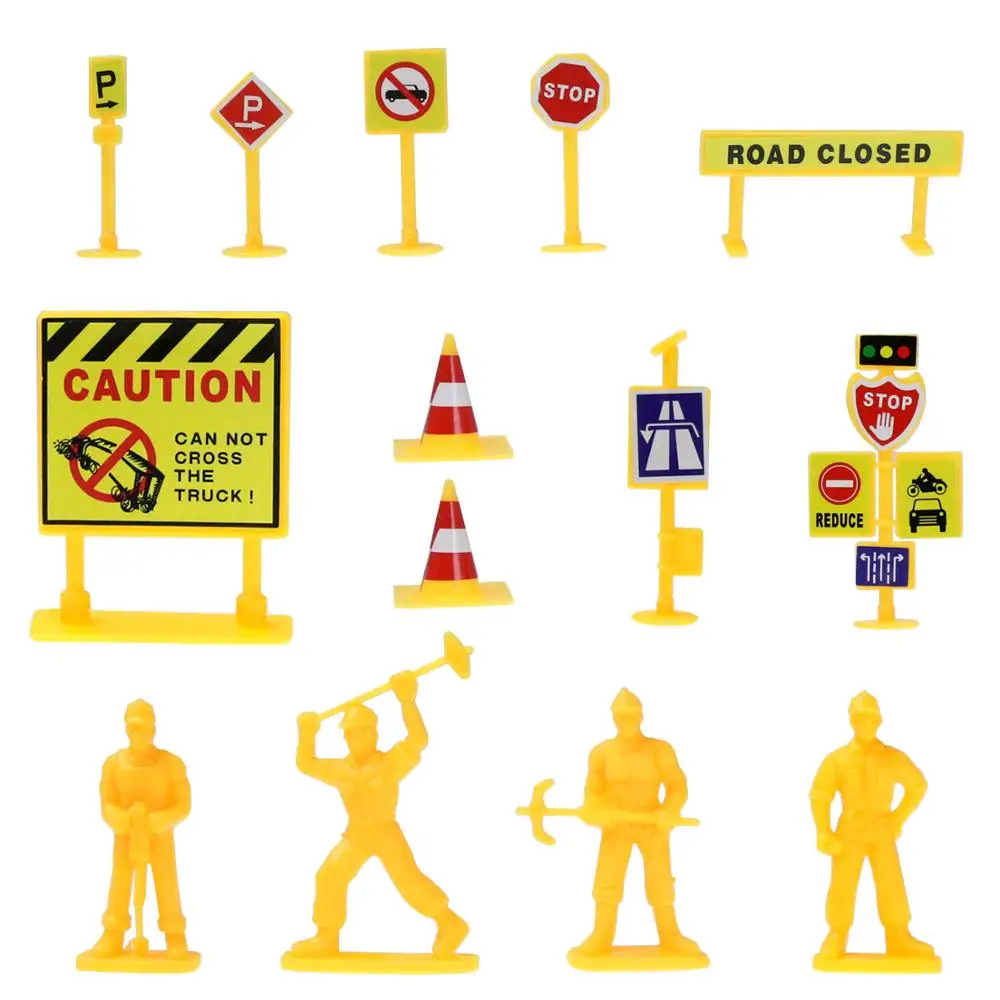 Road Sign Coolplay 12в1 Мини Сплав Инженерная модель автомобиля трактор игрушка самосвал Модель классическая игрушка автомобиль мини подарок для мальчиков бесплатный подарок - Цвет: Road Sign