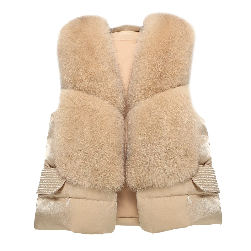 

2020 New Genuine Fox Fur Vest down vest Women's fox Fur Waistcoats Winter real Fur waistcoat C1012-05