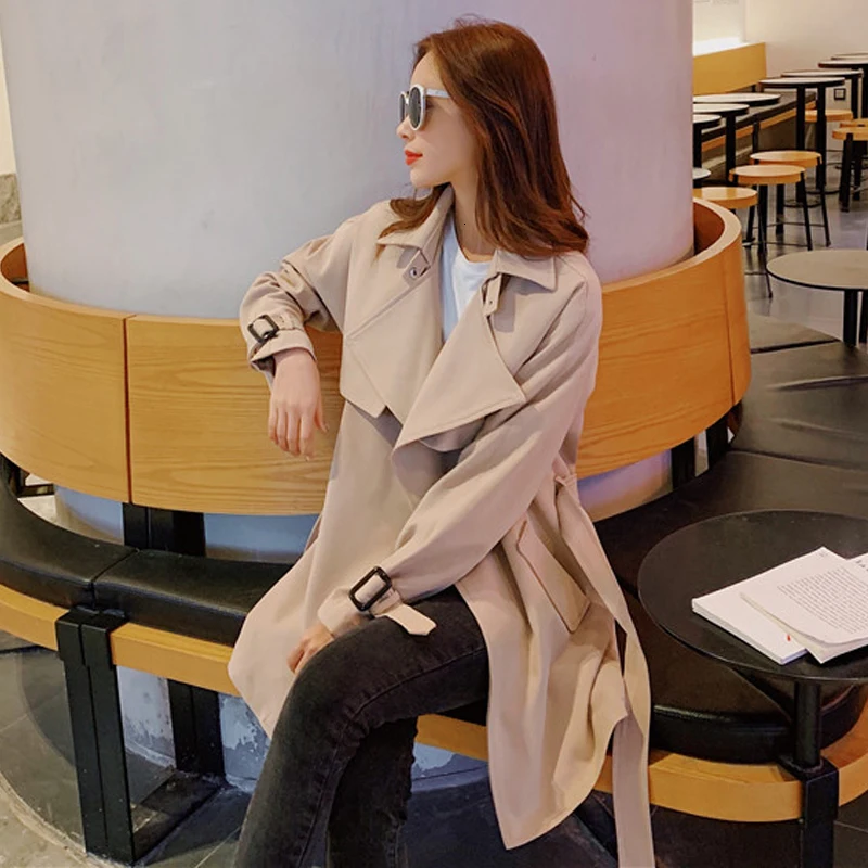 Windbreaker Girls Long Fund 2019 Autumn Clothing Easy Temperament Leisure Time Little Chap Popular Loose Coat Overcoat |