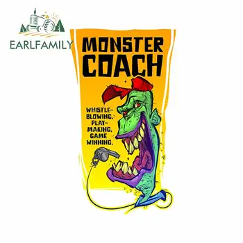 

EARLFAMILY 13cm x 7.4cm for Monster Coach Green Windshield Scratch-Proof Car Stickers Anime Trunk Decal Cartoon Vinyl Car Wrap