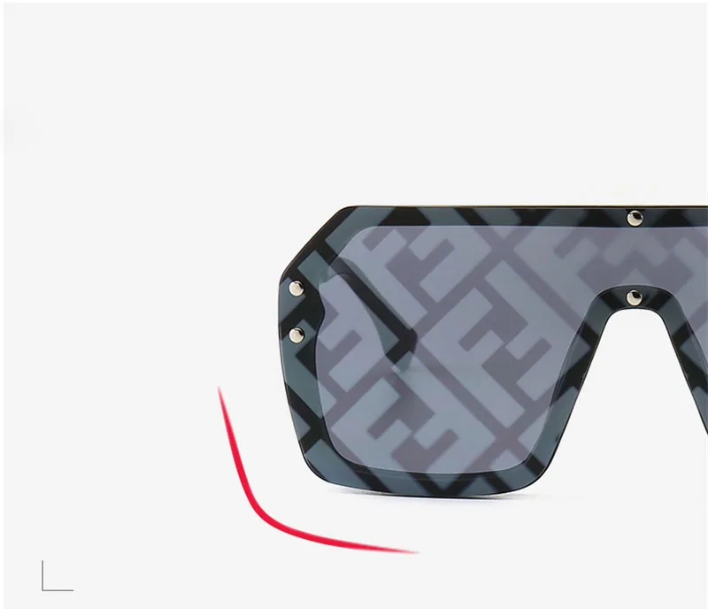 2019 Fashion F Letter Shield Style Rivets Sunglasses Modern Women Vintage Brand Design Sun Glasses