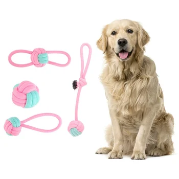 

2020 Dog Toys Molar Teeth Bite Train Pet Fun Rope Knot Non-toxic Odorless Dog Toys Set Of 4 (Random Color)