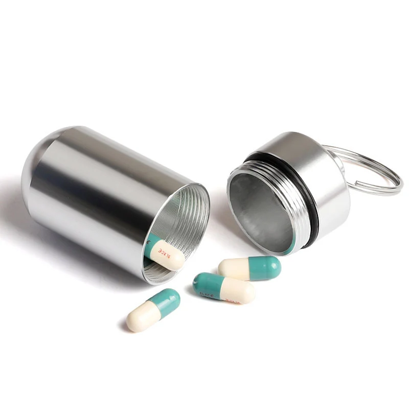 Portapillole Portachiavi In Acciaio Inox – Mini Contenitore Farmaci Da Viaggio – Astuccio Salvapillole Per Emergenze E Anziani - 2