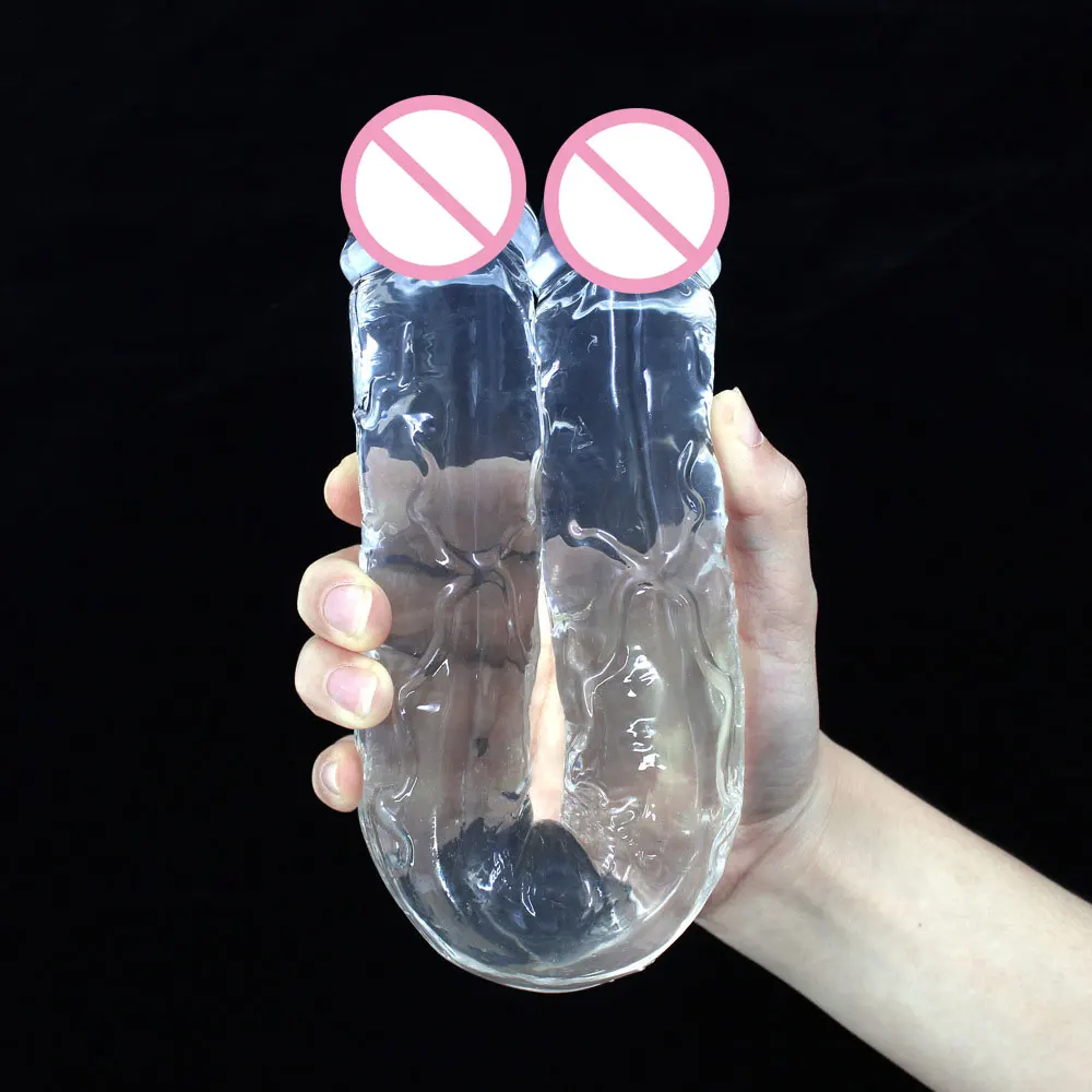 

340*40mm Jelly Large Double Ended Dildo Vagina & Anal Artificial Penis For Women Lesbian Gay Sex Toy for adult