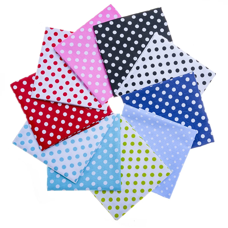 

Mixed color dot printed cotton fabric series, 100% cotton handmade DIY fabric, a pack of ten 40CMX50CM