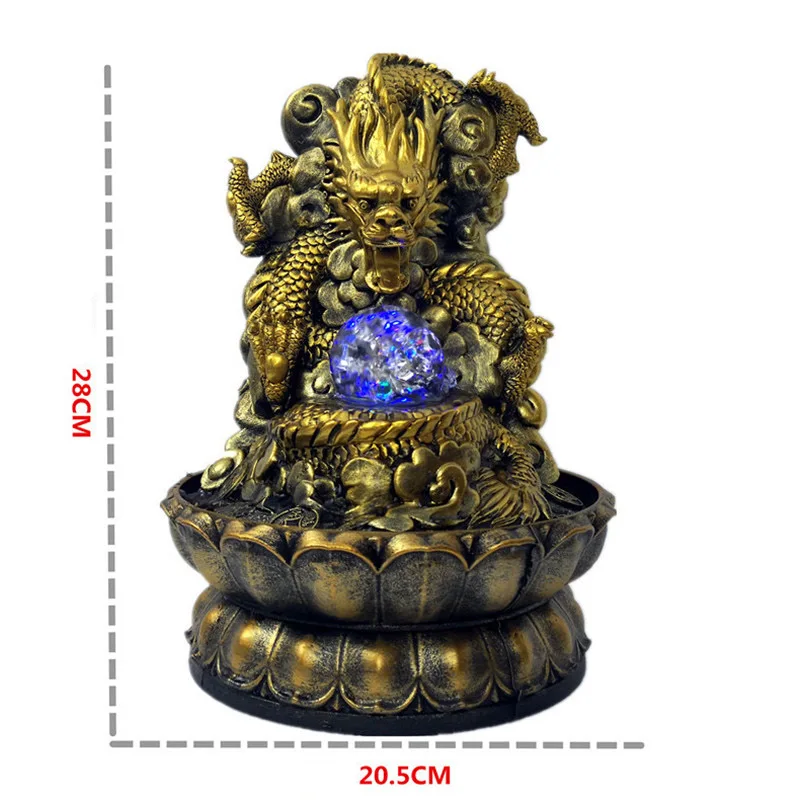 Водные украшения для фонтана Lucky Gold Dragon Lotus база водного пейзажа офисные настольные смолы фэн шуй Ремесло Свадьба открытие подарок