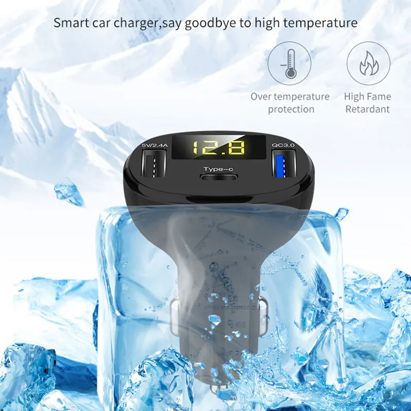 Vehemo Dual USB QC3.0+ 2.4A Автомобильное устройство для быстрой зарядки автомобильное зарядное устройство прикуриватель эффективный зарядный адаптер мобильный телефон
