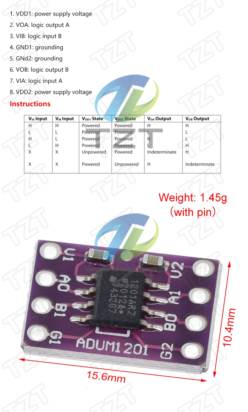 Magnetisches Isolator-Board-Modul ersetzt Optokoppler CJMCU-1201 ADUM1201 Isolator ADUM1201ARZ SOIC 8-Isolator SPI-Schnittstelle – Detail 4