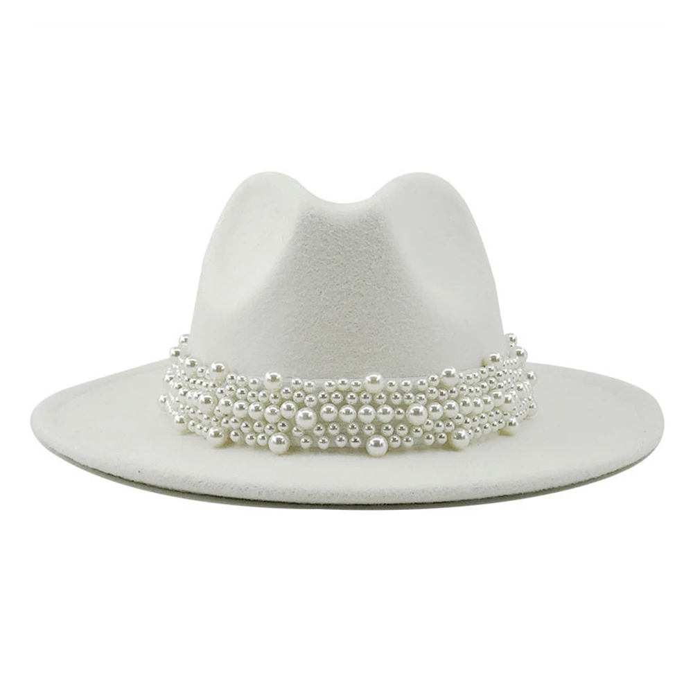 Chapeau Fedora - Type Black - Femme - Feutre blanc - Perles - Style ...