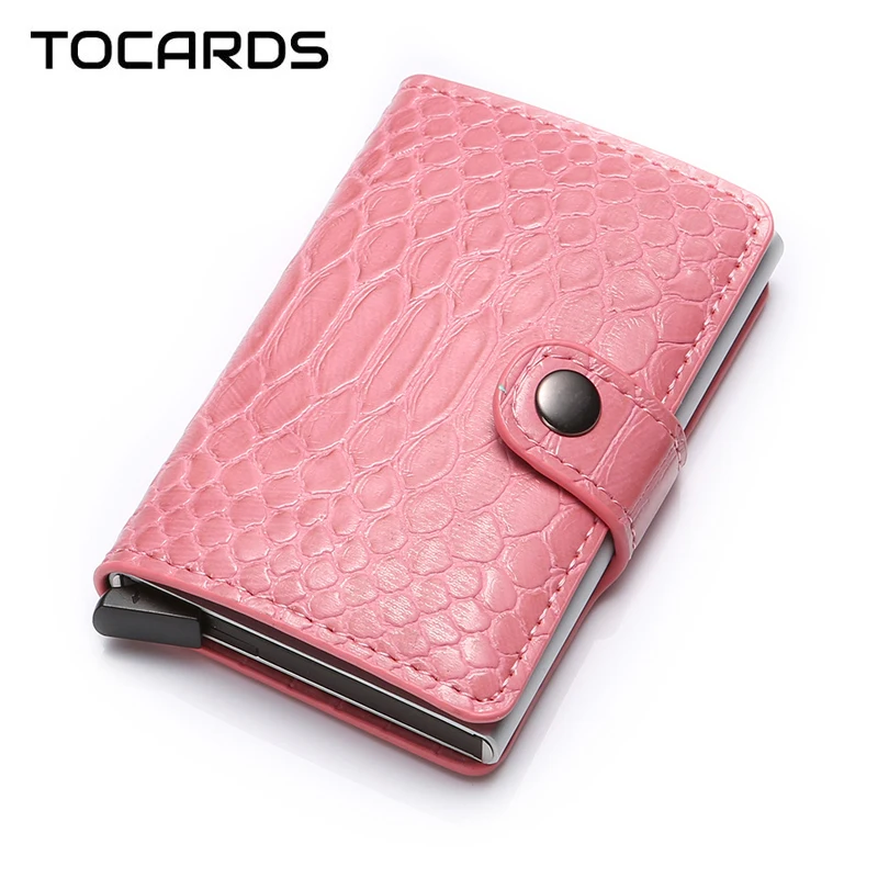 TOCARDS женский Умный кошелек со змеиной кожей держатель для кредитных карт RFID