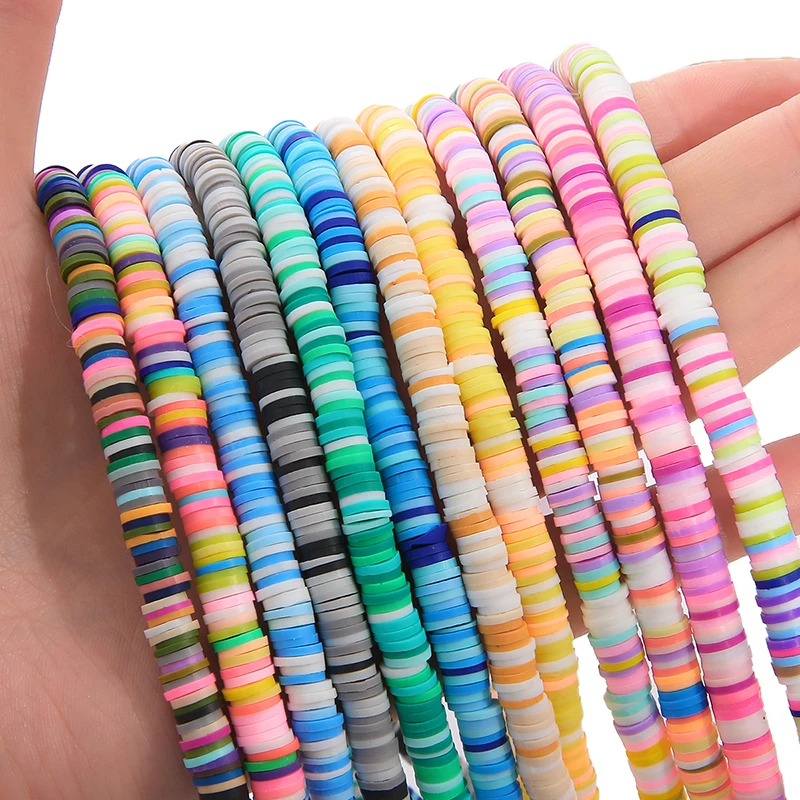 350Pcs 4mm Flat Round Polymer Clay Beads Chip Disk Spacer Slice