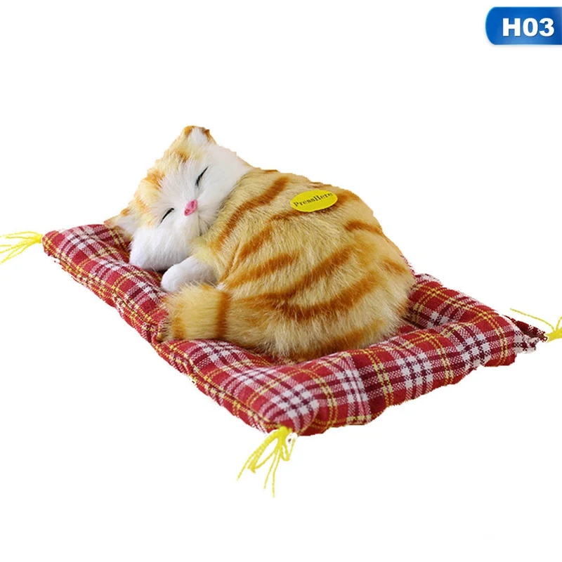 Car Ornaments Cute Simulation Sleeping Cats Decoration Automobiles Lovely Plush Kittens Doll Toy Children Gifts