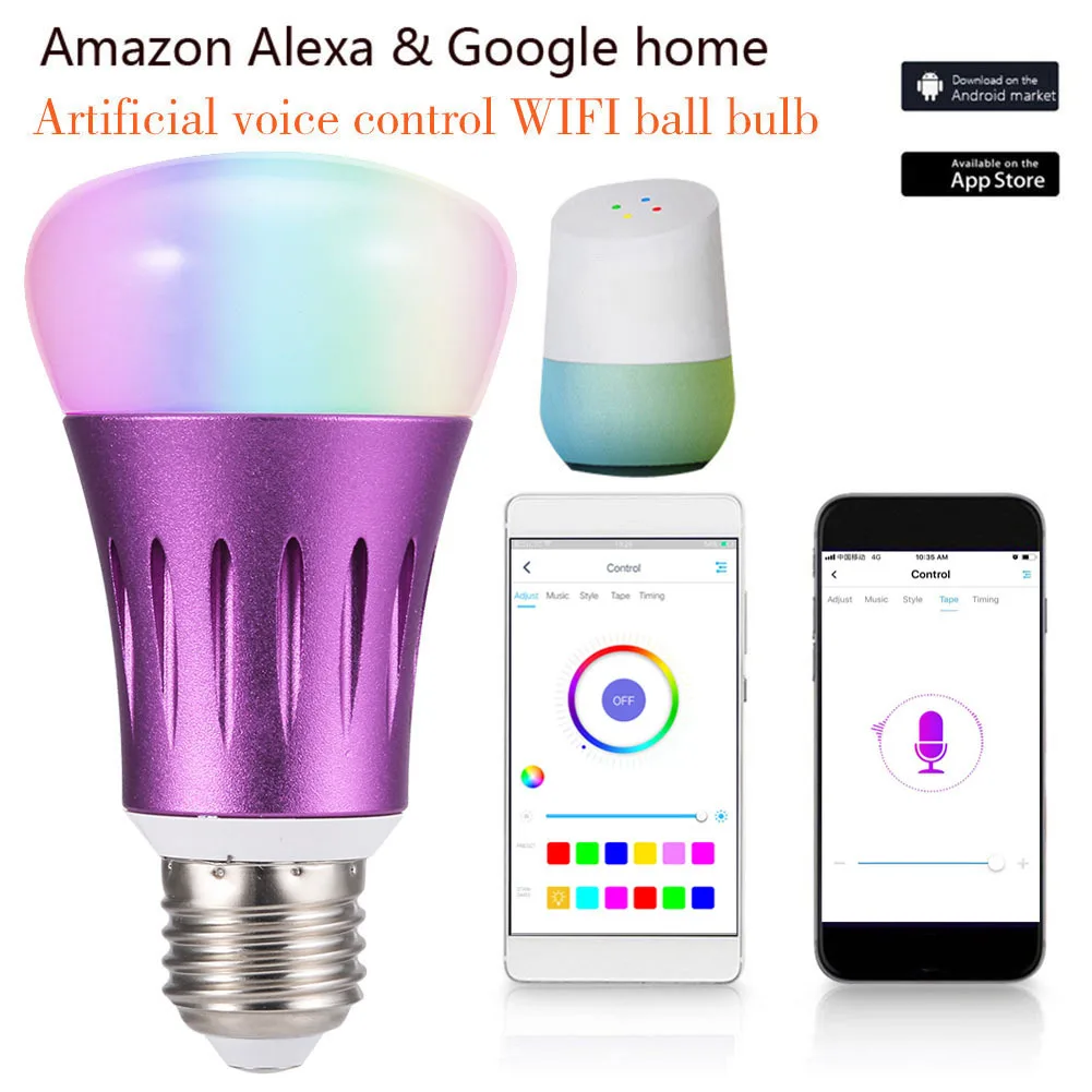 

New Wifi Intelligent Candle Lamp E14 E27 E26 B22 Compatible Alexa Voice Control Smart Bulb Light Lighting Decoration Bedroom